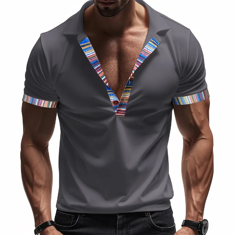 Men's Patchwork Casual Short Sleeve POLO Shirt MTA1448D9X sold by Manly product image thumbnail 2