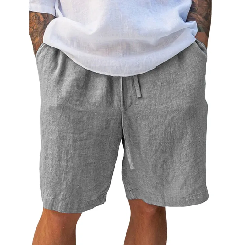 Men's Cotton And Linen Loose Beach Shorts MTA1116D7X sold by Manly