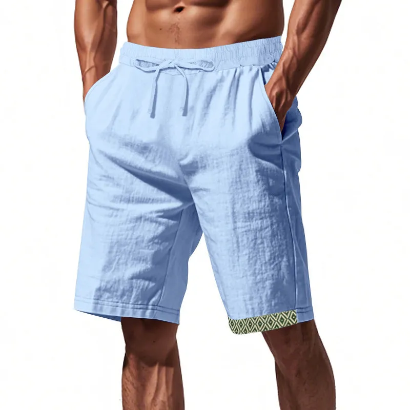 Men's Cotton and Linen Elastic Waist Casual Shorts MTA1426D2X sold by Manly