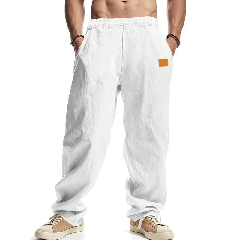 Men's Cotton and Linen Casual Elastic Waist Casual Pants MTA1171D9X sold by Manly