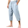Men's Cotton And Linen Solid Color Elastic Casual Pants MTA1494D6X sold by Manly