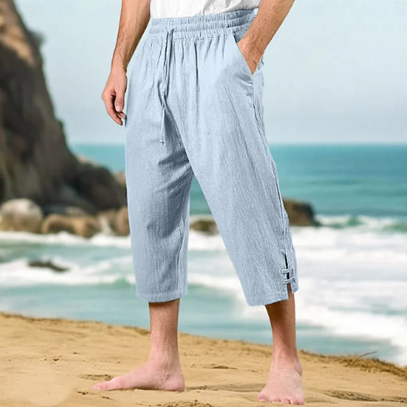 Men's Cotton And Linen Solid Color Elastic Casual Pants MTA1494D6X sold by Manly product image thumbnail 5