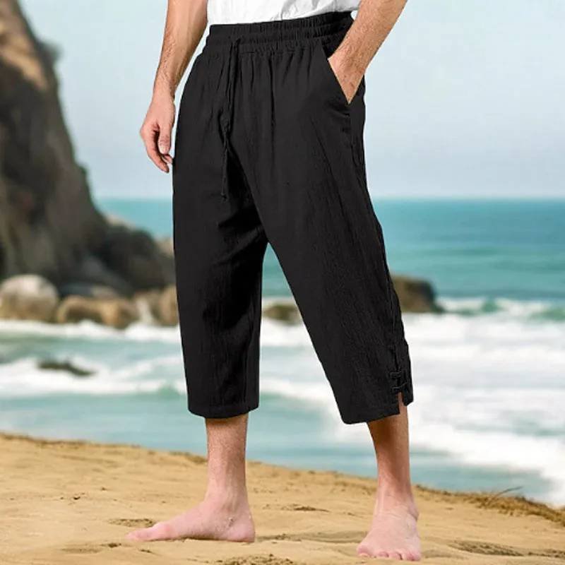 Men's Cotton And Linen Solid Color Elastic Casual Pants MTA1494D6X sold by Manly product image thumbnail 4