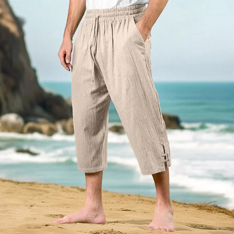 Men's Cotton And Linen Solid Color Elastic Casual Pants MTA1494D6X sold by Manly product image thumbnail 2