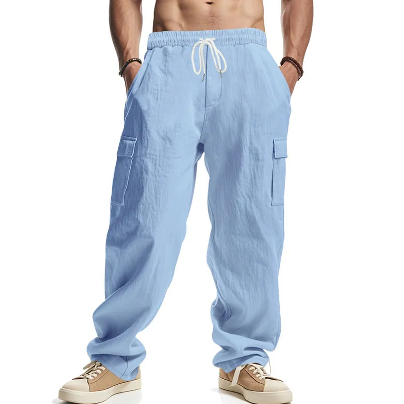 Men's Cotton and Linen Solid Color Resort Casual Pants MTA1464D1X sold by Manly product image thumbnail 3