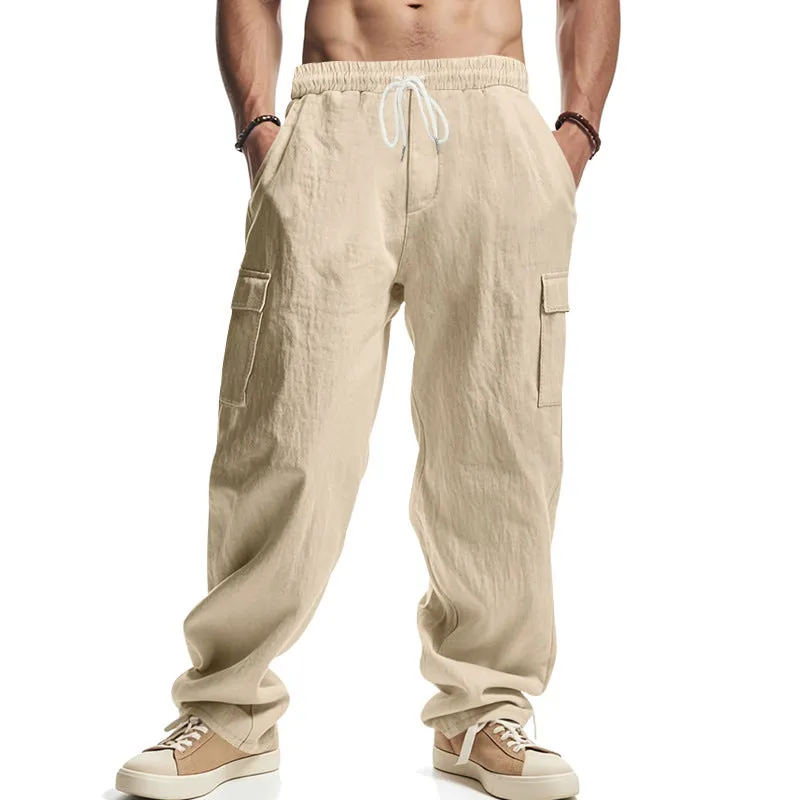 Men's Cotton and Linen Solid Color Resort Casual Pants MTA1464D1X sold by Manly product image thumbnail 2