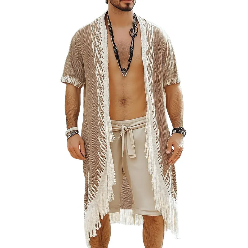 Men's Summer Casual Printed Tassel Knee-Length Shirt MTA1493D9U sold by Manly