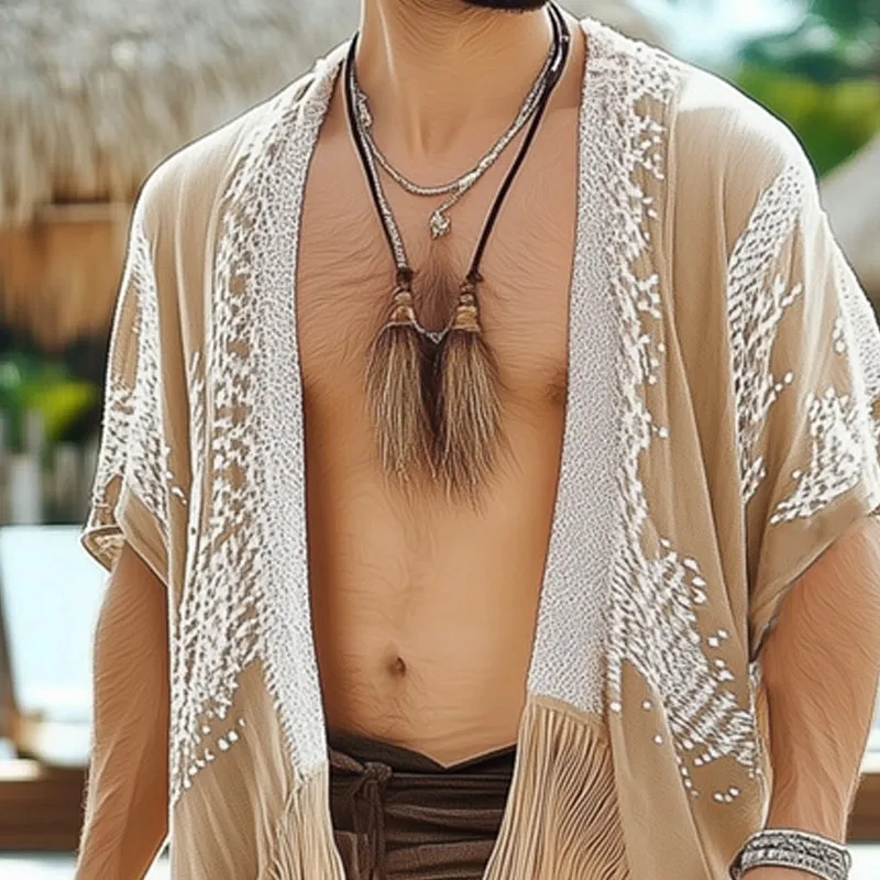 Men's Summer Printed Tassel Knee-Length Casual Shirt MTA1479D3U sold by Manly product image thumbnail 3