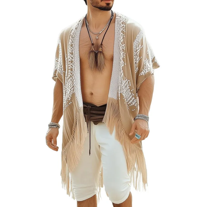 Men's Summer Printed Tassel Knee-Length Casual Shirt MTA1479D3U sold by Manly