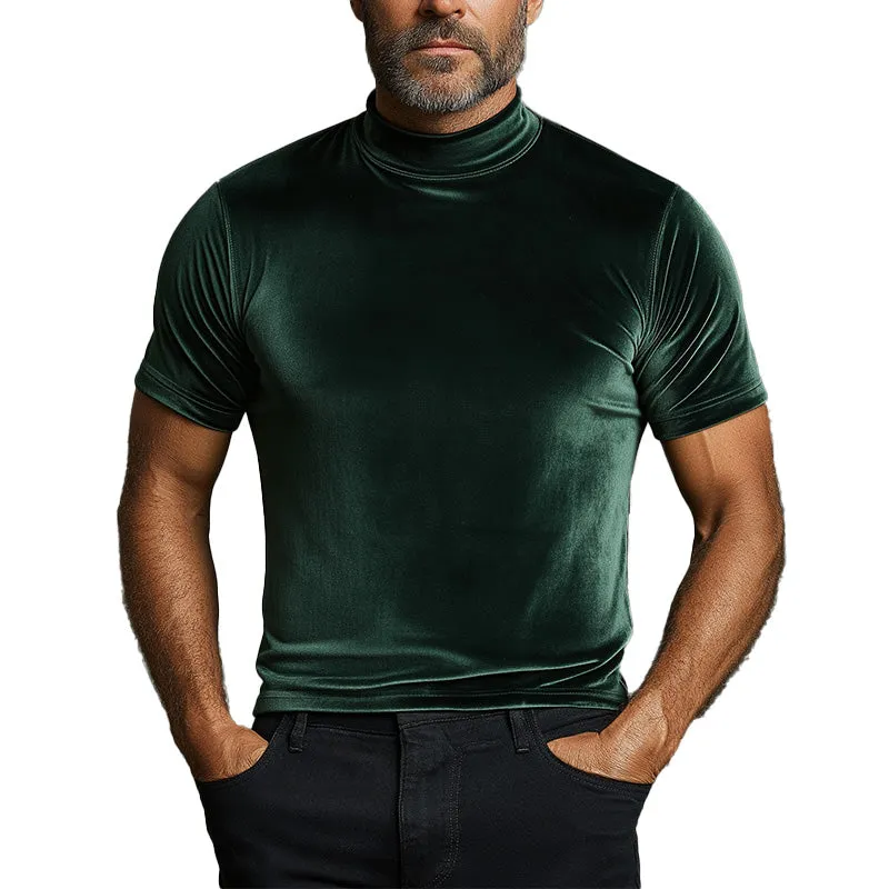 Men's Fashion Suede Slim Fit Elegant Retro Short Sleeve T-shirt MTA1471D7P sold by Manly