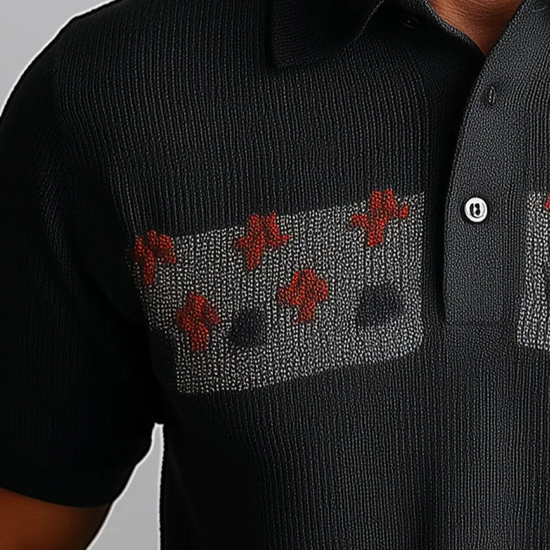 Men's Fashion Knitted Jacquard Slim Short Sleeve Polo Shirt MTA1435D7P sold by Manly product image thumbnail 3