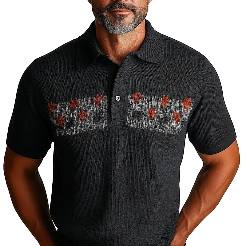 Men's Fashion Knitted Jacquard Slim Short Sleeve Polo Shirt MTA1435D7P sold by Manly