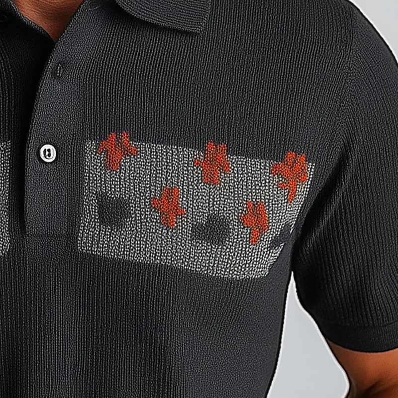 Men's Fashion Knitted Jacquard Slim Short Sleeve Polo Shirt MTA1435D7P sold by Manly product image thumbnail 4