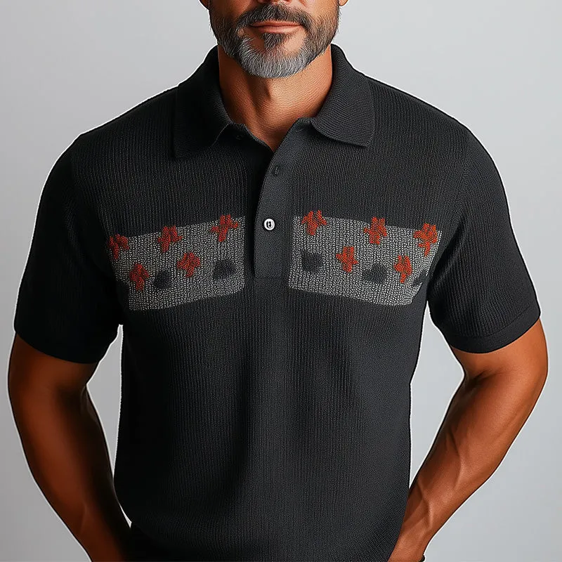 Men's Fashion Knitted Jacquard Slim Short Sleeve Polo Shirt MTA1435D7P sold by Manly product image thumbnail 2