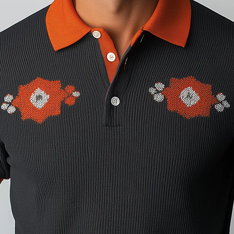 Men's Fashion Knitted Jacquard Slim Short Sleeve Polo Shirt MTA1426D1P sold by Manly product image thumbnail 3