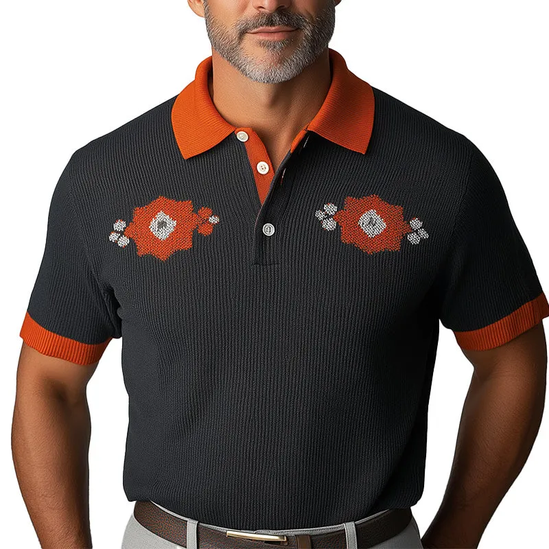 Men's Fashion Knitted Jacquard Slim Short Sleeve Polo Shirt MTA1426D1P sold by Manly