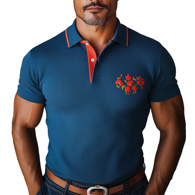 Men's Fashion Knitted Contrast Color Slim Short Sleeve Polo Shirt MTA1468D0P sold by Manly