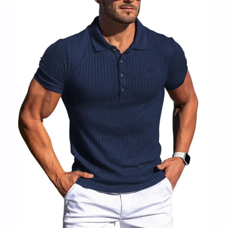 Men's Solid Striped Stretch Polo Shirt 91758419Z sold by Manly