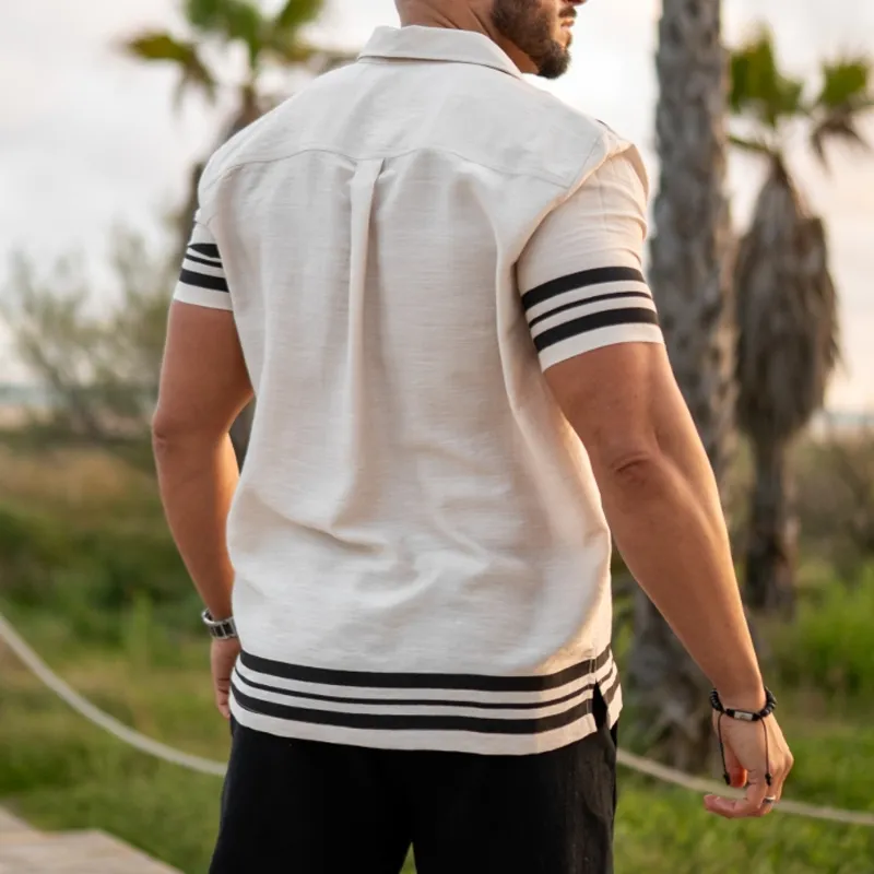 Men's Print Lapel Short Sleeve Casual Shirt MTA1881D2Z sold by Manly product image thumbnail 4