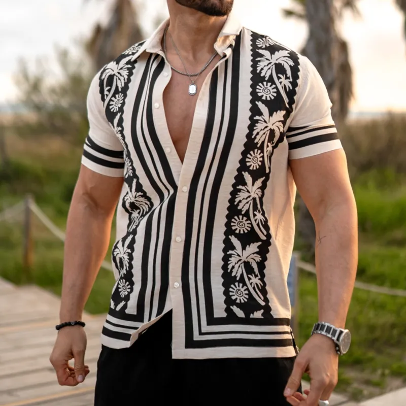 Men's Print Lapel Short Sleeve Casual Shirt MTA1881D2Z sold by Manly product image thumbnail 2