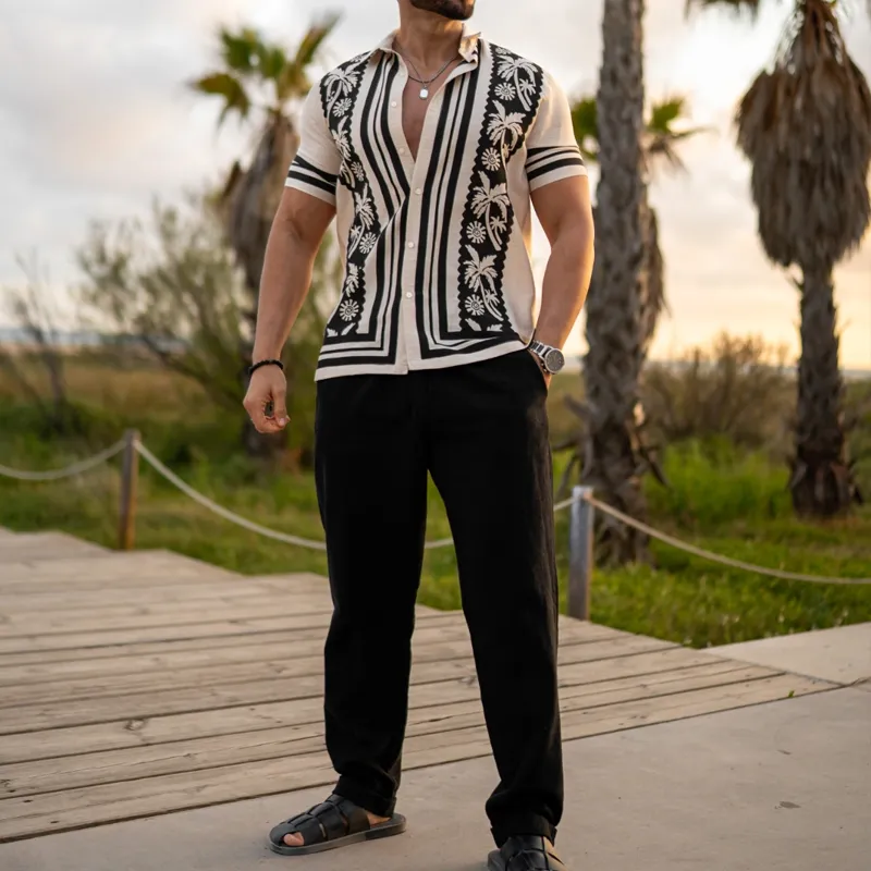 Men's Print Lapel Short Sleeve Casual Shirt MTA1881D2Z sold by Manly product image thumbnail 3