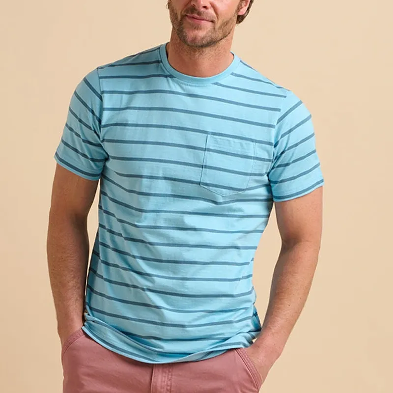 Men's Striped Round Neck Chest Pocket Short Sleeve T-shirt MTA1852D5Z sold by Manly product image thumbnail 2