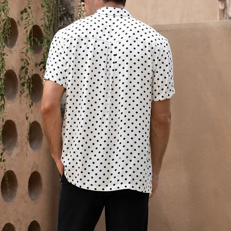 Men's Polka Dot Lapel Short Sleeve Casual Shirt MTA1843D8Z sold by Manly product image thumbnail 3