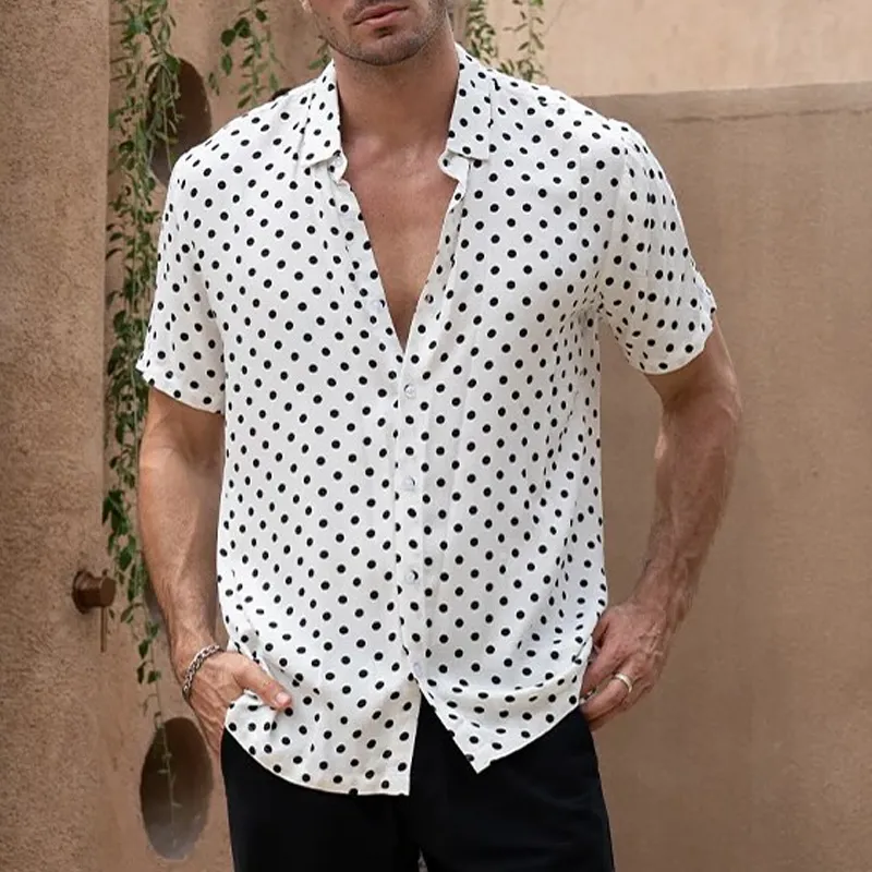 Men's Polka Dot Lapel Short Sleeve Casual Shirt MTA1843D8Z sold by Manly product image thumbnail 2