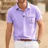 Men's Solid Lapel Short Sleeve Casual Polo Shirt MTA1841D0Z sold by Manly