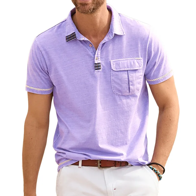 Men's Solid Lapel Short Sleeve Casual Polo Shirt MTA1841D0Z sold by Manly