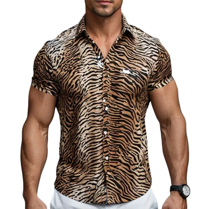 Men's Summer Tiger Print Short Sleeve Shirt MTA1856D2U sold by Manly