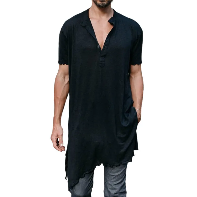Men's Basic Casual Knee-Length Irregular Edge T-Shirt MTA1788D4U sold by Manly