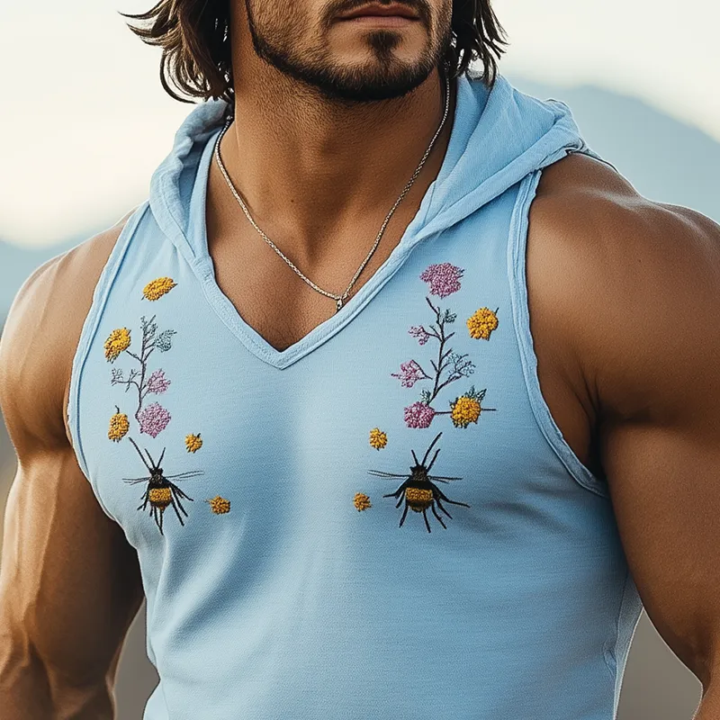 Men's Summer Fashion Casual Slim Fit Cotton Blended Hooded Pocket Tank Top MTA1837D7K sold by Manly product image thumbnail 3