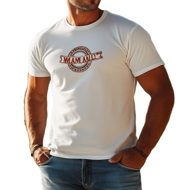 Men's Summer Fashion Casual Slim Cotton Blended Printed Short Sleeve T-Shirt MTA1816D1K sold by Manly