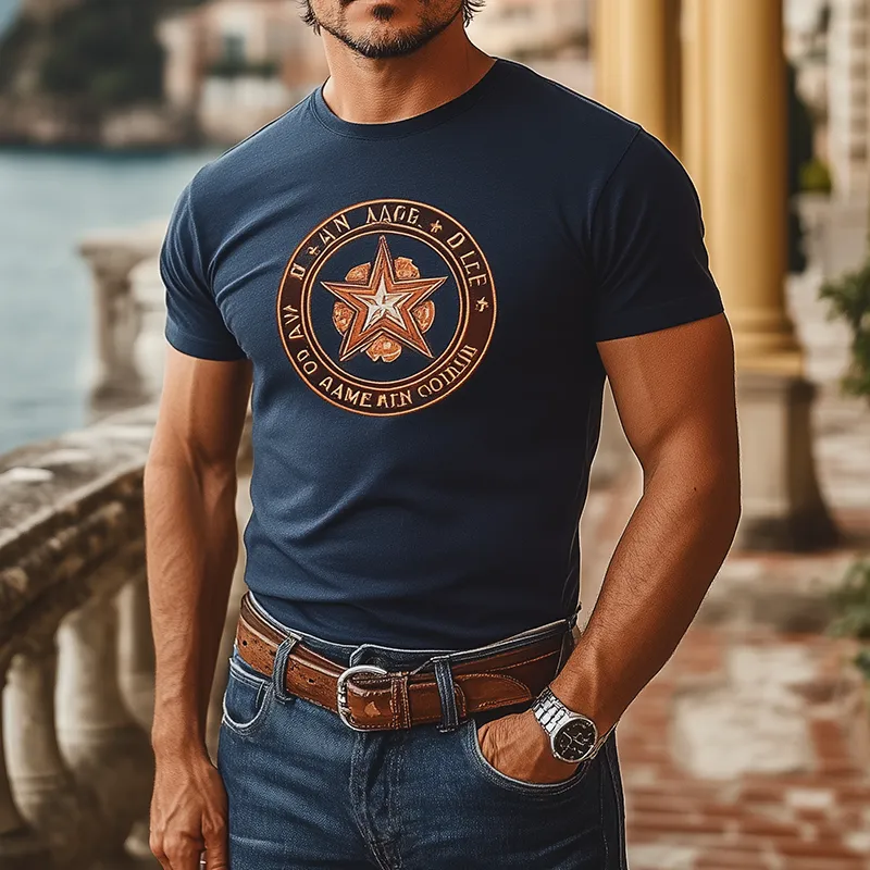 Men's Summer Fashion Casual Cotton Blended Slim Fit Printed Short Sleeve T-Shirt MTA1873D4K sold by Manly product image thumbnail 2