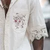 Men's Summer Fashion Retro Embroidered Lace Splicing Short Sleeve Shirt MTA1827D3P sold by Manly