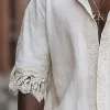 Men's Summer Fashion Retro Embroidered Lace Splicing Short Sleeve Shirt MTA1827D3P sold by Manly