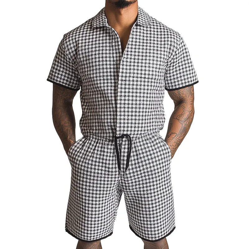 Men's Summer Fashion Exquisite Retro Plaid Jumpsuit MTA1851D0P sold by Manly