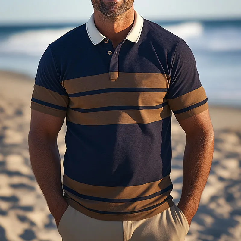 Men's Summer Fashion Retro Knitted Short Sleeve Polo Shirt MTA1875D9P sold by Manly product image thumbnail 2