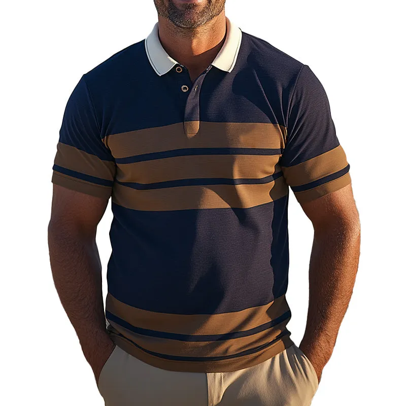 Men's Summer Fashion Retro Knitted Short Sleeve Polo Shirt MTA1875D9P sold by Manly