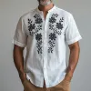Men's Summer Fashion Comfortable Embroidered Short Sleeve Shirt MTA1810D1P sold by Manly