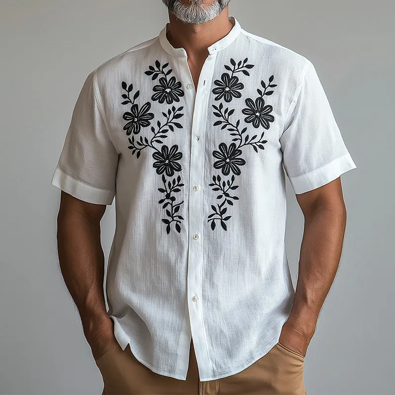Men's Summer Fashion Comfortable Embroidered Short Sleeve Shirt MTA1810D1P sold by Manly product image thumbnail 2