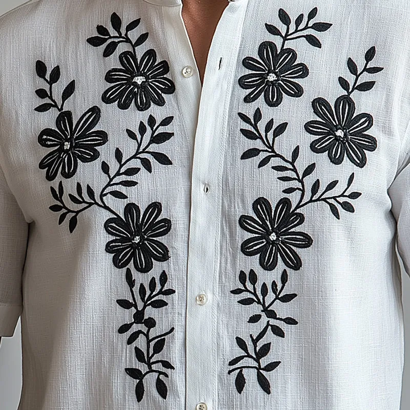 Men's Summer Fashion Comfortable Embroidered Short Sleeve Shirt MTA1810D1P sold by Manly product image thumbnail 3