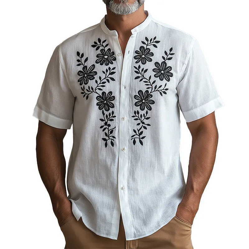 Men's Summer Fashion Comfortable Embroidered Short Sleeve Shirt MTA1810D1P sold by Manly