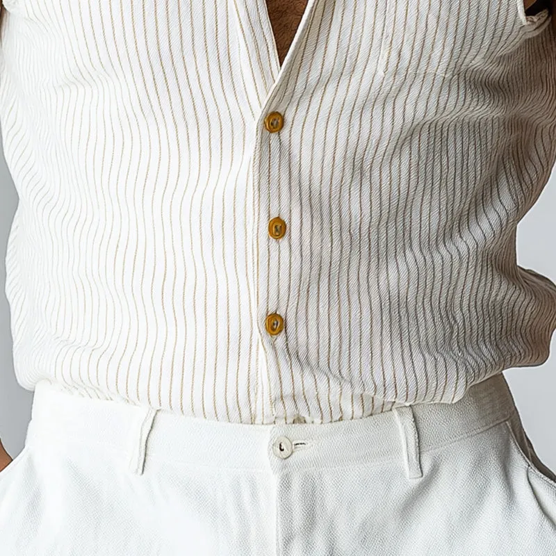 Men's Summer Fashion Cotton and Linen Striped Tank Top MTA1854D8P sold by Manly product image thumbnail 4