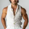 Men's Summer Fashion Cotton and Linen Striped Tank Top MTA1854D8P sold by Manly
