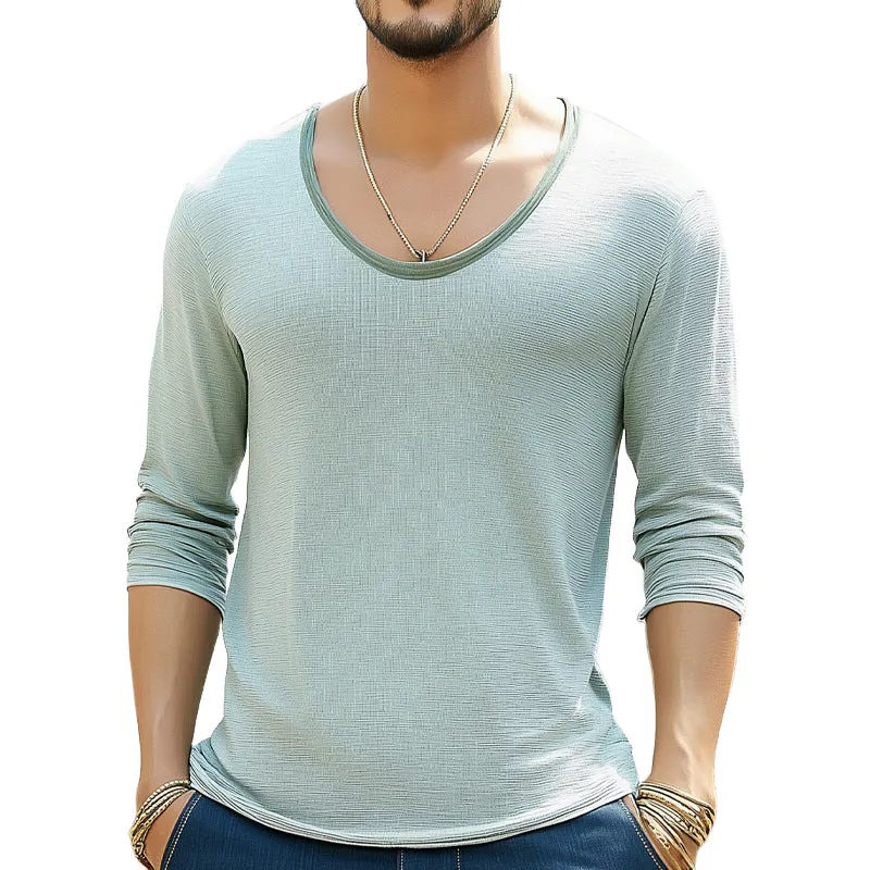 Men's Textured Crew Neck Comfort Long Sleeve T-Shirt MTA1710D9U sold by Manly