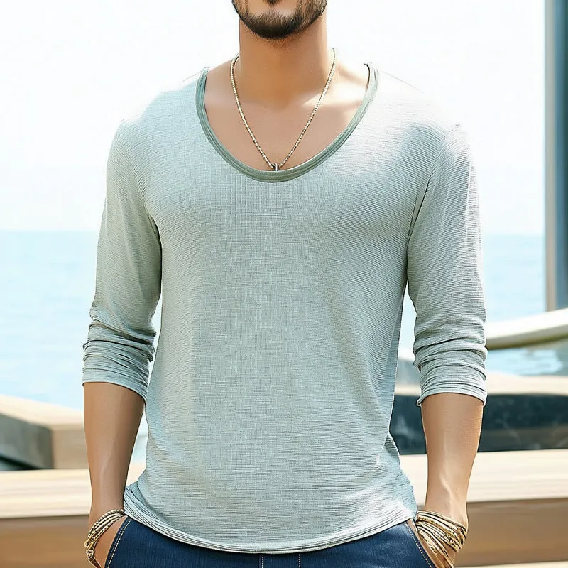 Men's Textured Crew Neck Comfort Long Sleeve T-Shirt MTA1710D9U sold by Manly product image thumbnail 2