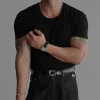 Men's Solid Round Neck Short Sleeve T-shirt MTA1702D5Z sold by Manly