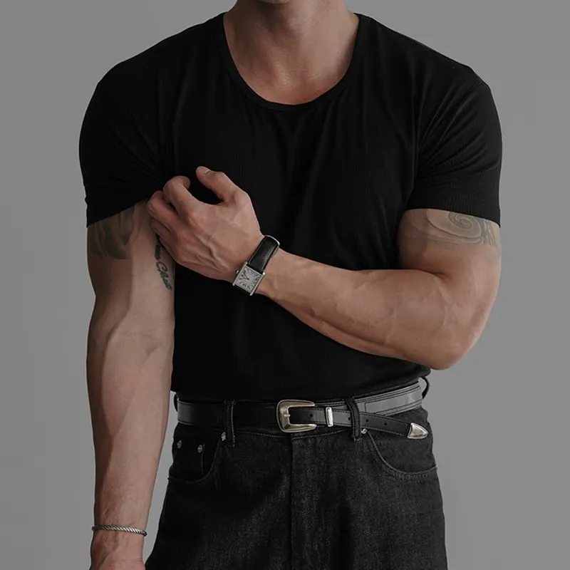 Men's Solid Round Neck Short Sleeve T-shirt MTA1702D5Z sold by Manly product image thumbnail 3